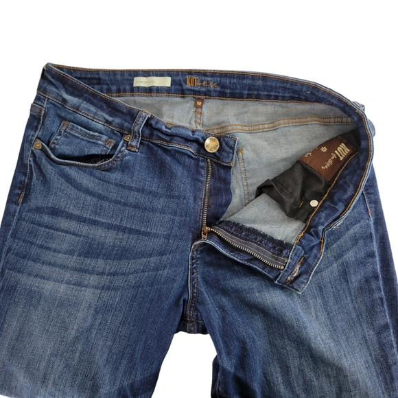 KUT from the Kloth Straight Leg Jeans Frayed Crop Cuff Blue Stretch Womens 12 - Picture 3 of 5